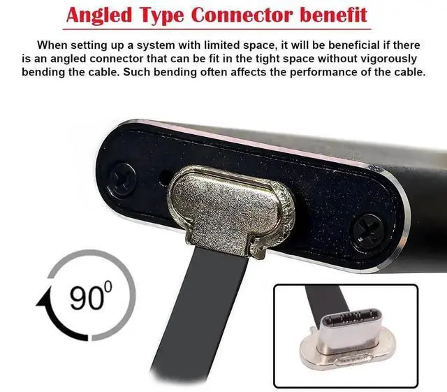 Alt view image 6 of 7 - JAENFONG Cord Dual Angled Ultra Slim Flat USB-C Type C to USB-C Power USB2.0 Data Cable 65W Fast Charge for Laptop Tablet Phone