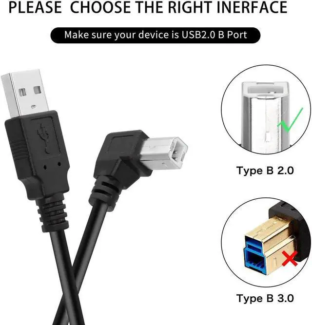Alt view image 5 of 7 - JAENFONG USB Printer Cable 90 Degree USB 2.0 A Male to B Male Printer Scanner USB B Cable Cord with 480Mbps High Speed Printing, 1.5M(Right Angle)