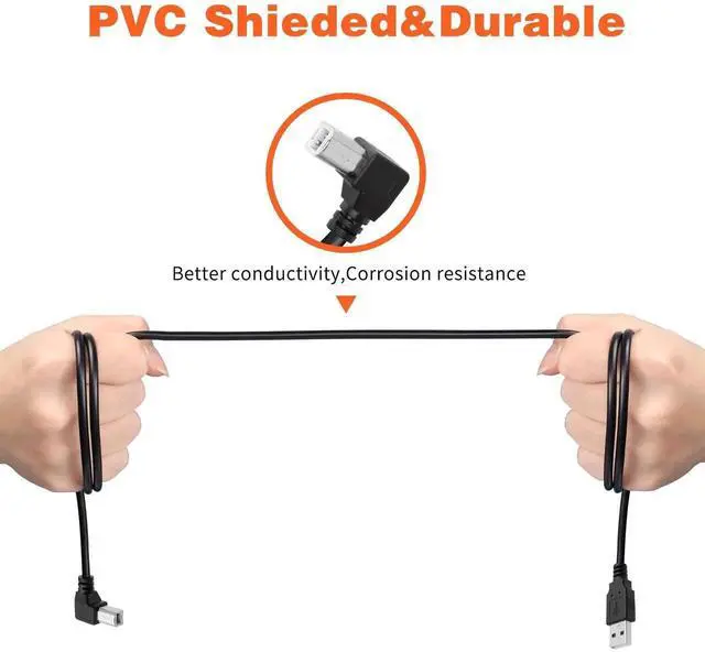 Alt view image 2 of 7 - JAENFONG USB Printer Cable 90 Degree USB 2.0 A Male to B Male Printer Scanner USB B Cable Cord with 480Mbps High Speed Printing, 1.5M(Left Angle)