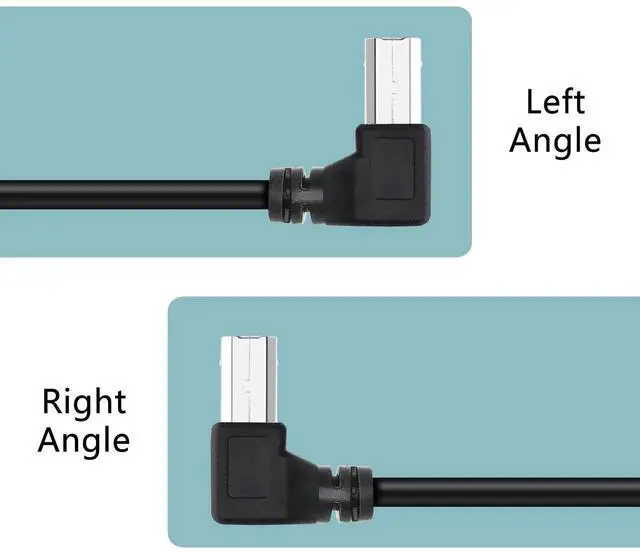 Alt view image 6 of 7 - JAENFONG USB Printer Cable 90 Degree USB 2.0 A Male to B Male Printer Scanner USB B Cable Cord with 480Mbps High Speed Printing, 1.5M(Left Angle)