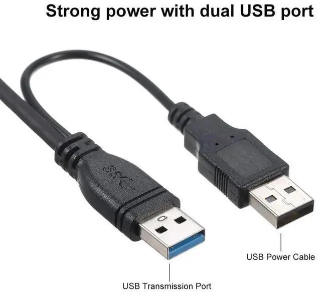 Alt view image 2 of 7 - JAENFONG Micro USB 3.0 Power Y Cable, Dual USB3.0 Data & USB2.0 Power A Male to Micro USB 3.0 Cable with Extra Power for SSD HDD
