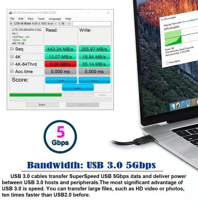 Alt view image 5 of 7 - JAENFONG Micro USB 3.0 Power Y Cable, Dual USB3.0 Data & USB2.0 Power A Male to Micro USB 3.0 Cable with Extra Power for SSD HDD