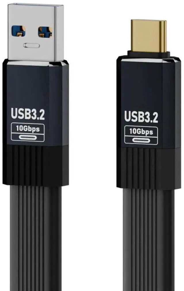 Main image of JAENFONG Cable USB3.1 Type-A Male to Type-C Male 10Gbps Flat Slim FPC USB-C Data Power Cable 5V3A for Laptop Phone Disk (50cm)