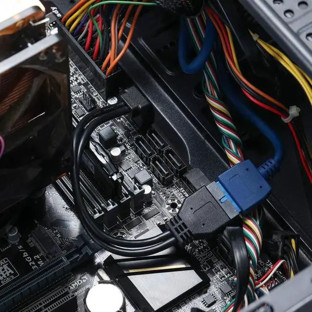 Alt view image 5 of 6 - JAENFONG USB Extension Cable USB 3.0 Motherboard Front 19 Pin Male to Female Extension Cable High Speed Connection (The Interface Faces Outward)