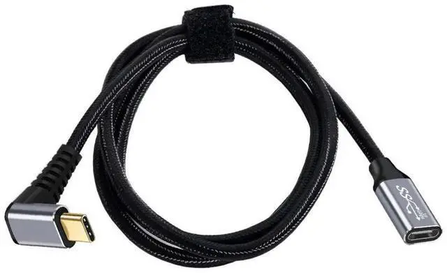 Alt view image 6 of 6 - JAENFONG  USB C Cable USB 3.1 Type C Male to Female 90 Degree UP Angled Extension Data Cable 10Gbps 100W with Sleeve for Laptop Phone 2.0M