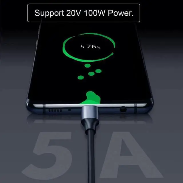 Alt view image 5 of 6 - JAENFONG  USB C Cable USB 3.1 Type C Male to Female 90 Degree UP Angled Extension Data Cable 10Gbps 100W with Sleeve for Laptop Phone 2.0M