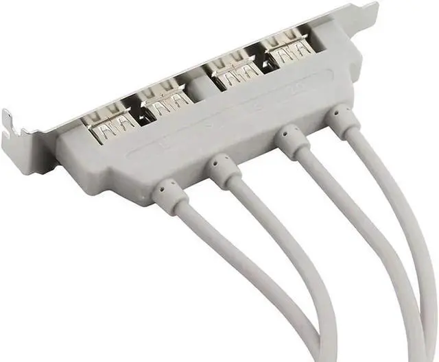 Alt view image 4 of 4 - JAENFONG 4 Port USB 2.0 Bracket Cable,Dual Motherboard USB 2.0 9pin to 2 x Female Adapter Splitter Cable w/ Full-Profile PCI Slot Cover - (1ft/30CM)