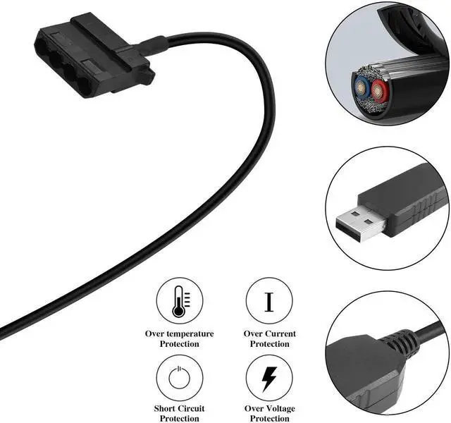 Alt view image 4 of 7 - JAENFONG 12V USB to Molex Fan Step-Up Cable 2 Pack USB Port to 12V Molex Computer PC Fan Adaptor Connector Power Supply Cable(11.8"/30cm)