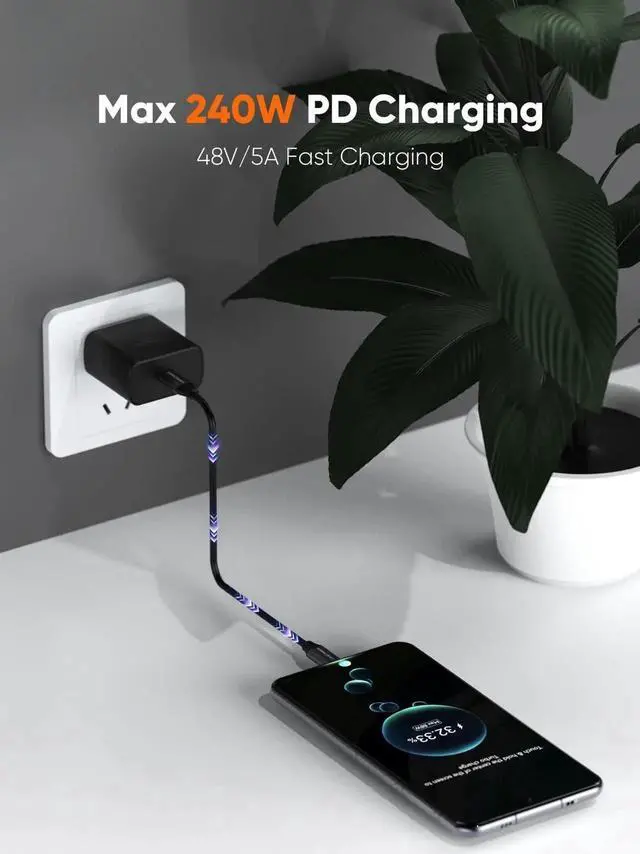 Alt view image 3 of 7 - JAENFONG Short USB4 Cable 0.5FT, Thunderbolt 4 Cable 40Gbps, 240W, 8K@60Hz, Compatible with Thunderbolt 3, Thunderbolt 4 and USB-C