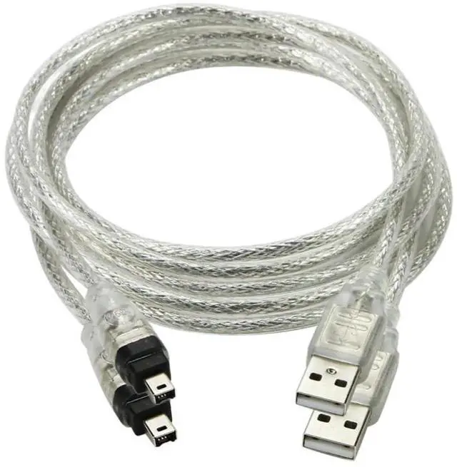 Main image of JAENFONG 2 Pack Only for DCR-TRV75E DV Firewire to USB Cable USB 2.0 to Firewire IEEE 1394 4Pin iLink Cable 1.0M