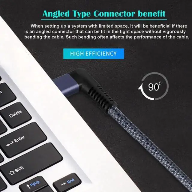 Alt view image 6 of 7 - JAENFONG USB C to C Coiled Cable USB 3.2 Type C 90 Degree Right Angled 20Gbps PD 100W 8K@60Hz Data Fast Charging Cable 6ft