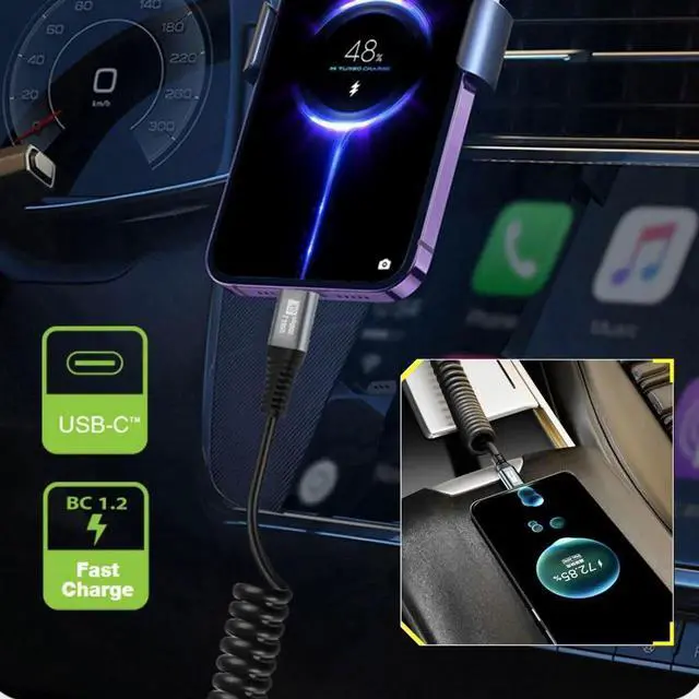 Alt view image 2 of 7 - JAENFONG USB C to C Coiled Cable USB 3.2 Type C 90 Degree UP Angled 20Gbps PD 100W 8K@60Hz Data Fast Charging Cable 6ft