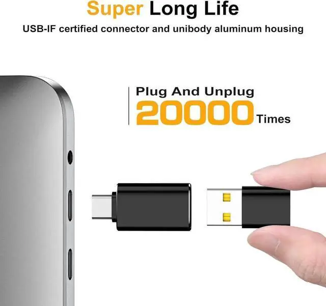 Alt view image 3 of 7 - JAENFONG USB C Male to USB Female Adapter(2 Pack)&USB Male to USB C Female Adapter (2 Pack) Supports SuperSpeed Data Transfer & Fast Charging Black