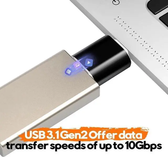 Alt view image 6 of 7 - JAENFONG USB C Male to USB Female Adapter(2 Pack)&USB Male to USB C Female Adapter (2 Pack) Supports SuperSpeed Data Transfer & Fast Charging Black