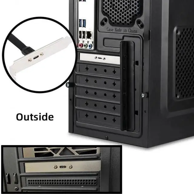Alt view image 4 of 7 - JAENFONG Cable USB 3.2 Type-E IDC 20Pin Front Panel Header to USB-C Type-C Female Extension Cable 20Gbps with Panel Mount Screw