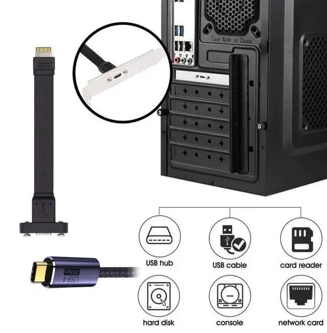 Alt view image 6 of 7 - JAENFONG Cable USB 3.2 Type-E IDC 20Pin Front Panel Header to USB-C Type-C Female Extension Cable 20Gbps with Panel Mount Screw