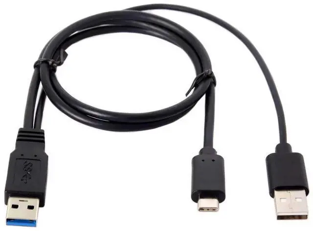 Alt view image 7 of 7 - JAENFONG Type-C USB-C to USB 3.0 Male & USB 2.0 Dual Data Y Cable for Laptop & Hard Disk 60cm