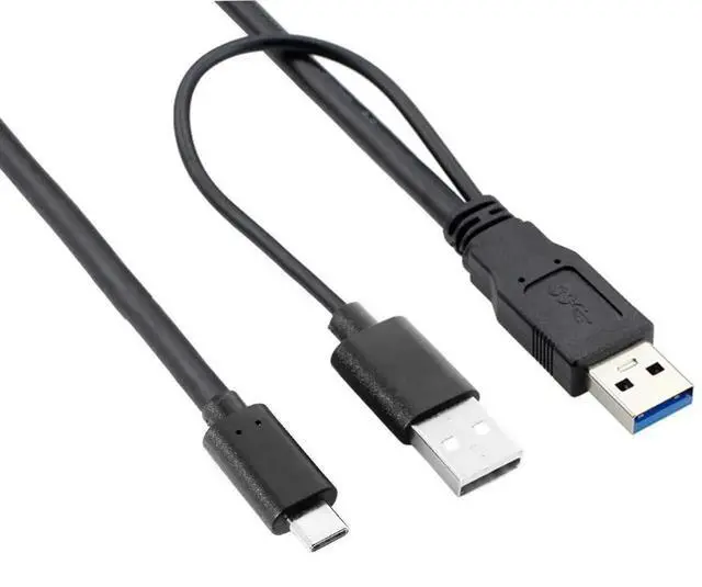 Main image of JAENFONG Type-C USB-C to USB 3.0 Male & USB 2.0 Dual Data Y Cable for Laptop & Hard Disk 60cm