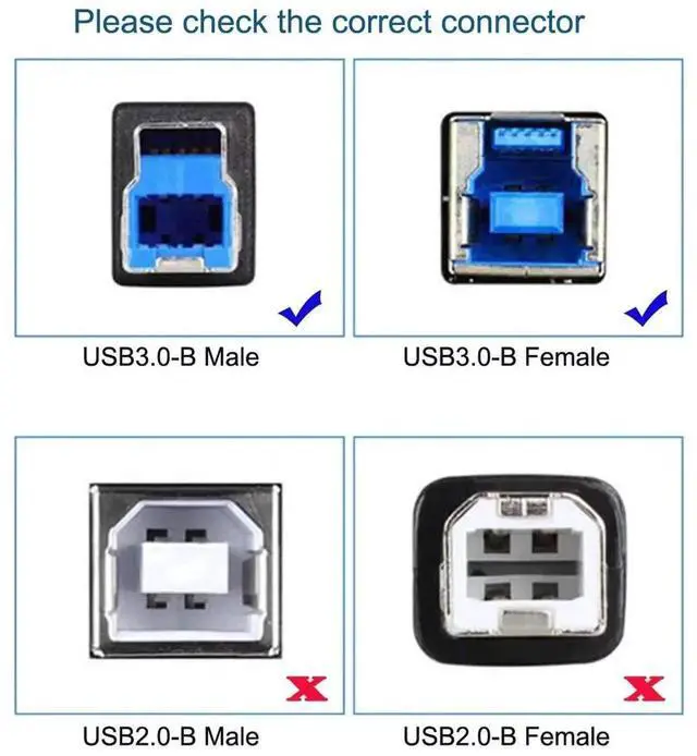 Alt view image 2 of 7 - JAENFONG Cord USB 3.0 Type-B Female to USB3.0 Type-B Male Cable Extension 5Gbps for Disk SSD Camera Data 30cm