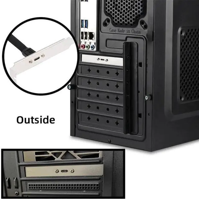 Alt view image 2 of 7 - JAENFONG  20Gbps USB 3.2 20Pin Front Panel Header Type-E IDC to USB-C Type-C Female Extension Cable with Panel Mount Screw