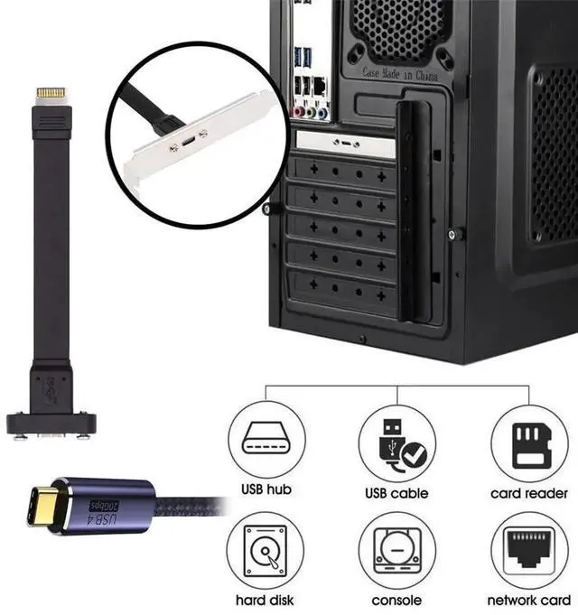Alt view image 6 of 7 - JAENFONG  20Gbps USB 3.2 20Pin Front Panel Header Type-E IDC to USB-C Type-C Female Extension Cable with Panel Mount Screw