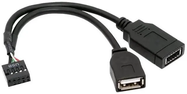 Main image of JAENFONG USB 2.0 9Pin 10Pin Mainboard Header Male to Dual Type-A&USB 3.1 Front Panel Socket Key-A Type-E Extension Cable 0.15M
