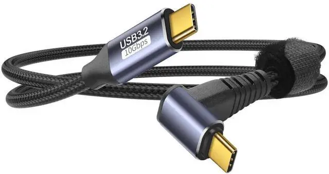 Main image of JAENFONG USB C to USB C 90 Degree Cable 10Gbps USB Type-C 3.1 Gen2 Male to Male Data Transfer 4K@60Hz Video Cable Support 100W Fast Charging (0.5M/1.6FT)