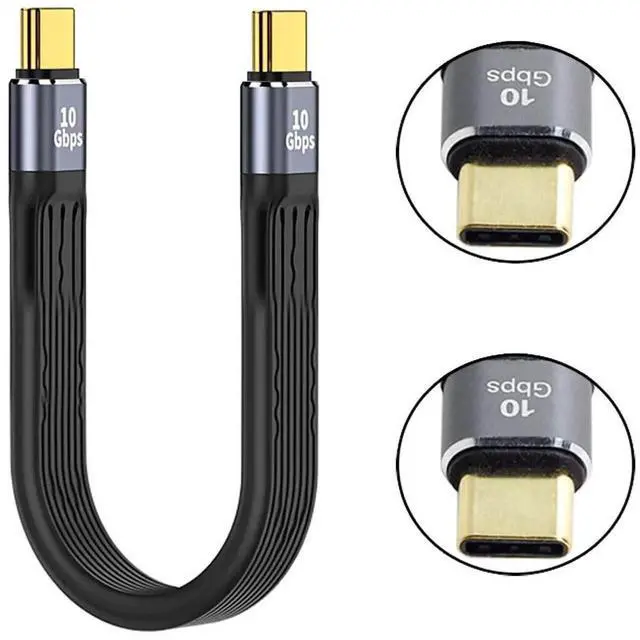 Alt view image 5 of 7 - JAENFONG 10Gbps Type-C USB-C Male to Male USB 3.1 10Gbps Flat Slim FPC Data Cable 13cm for Laptop Phone