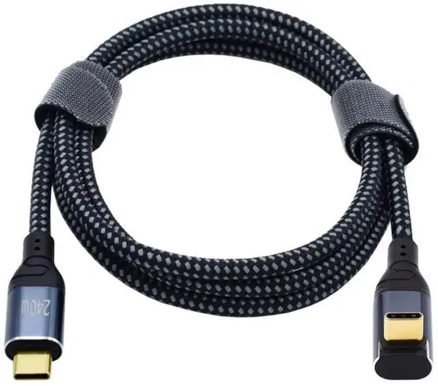 Alt view image 3 of 6 - JAENFONG USB C to USB C 240W Cable 480Mbps 48V 5A 90 Degree UP Angled Compatible with USB2.0 100W Charging 0.5M