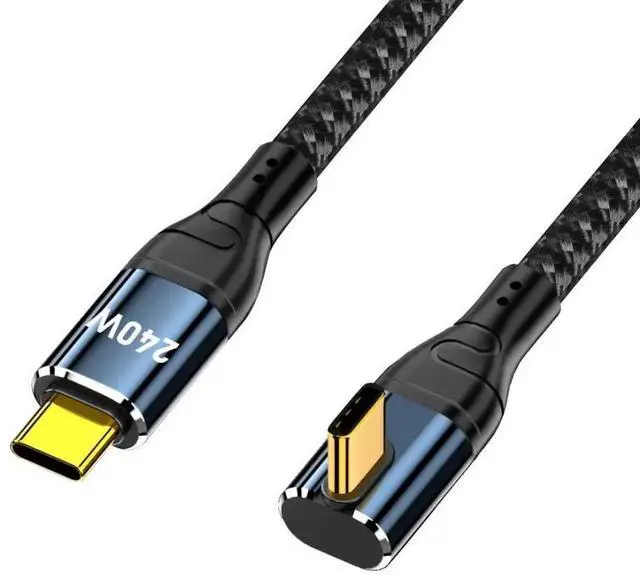 Main image of JAENFONG  USB C to USB C 240W Cable 480Mbps 48V 5A 90 Degree Low Profile Angled Compatible with USB2.0 100W Charging 0.5M