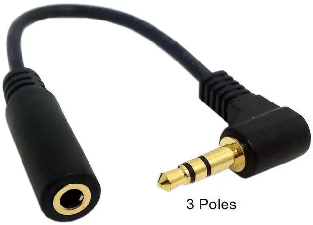 Alt view image 3 of 5 - JAENFONG 2 Pack Headphone/Audio Extension Cable,3/4 Pole 3.5mm Male to 3.5mm Female Audio Stereo Headphone 90 Degree Angled Extension Cable 10cm