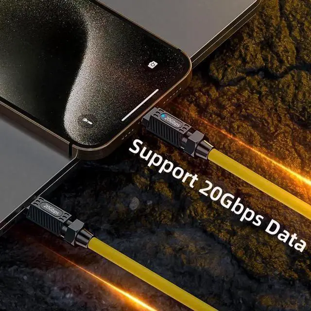 Alt view image 5 of 7 - JAENFONG Cable Ultra Soft High Flex USB-C USB4 20Gbps 140W 8K for Gaming Keyboard Mouse Type-C Male to Male Power & Data (20cm)