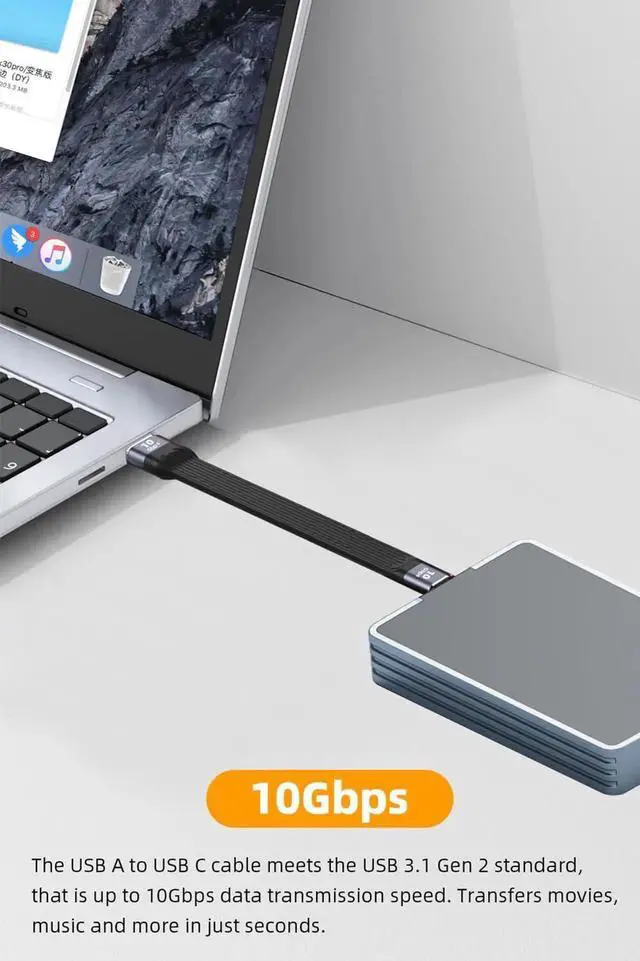 Alt view image 2 of 5 - JAENFONG Short USB C Cable 5.3 inch, USB A to USB C 60W Fast Charging Cable Supports 10Gbps Data Transfer for Portable SSD, Power Bank, Android Auto, Laptop, Tablet, Phone and More