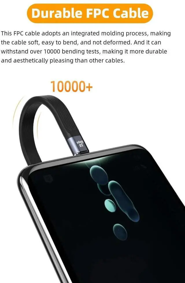 Alt view image 5 of 5 - JAENFONG Short USB C Cable 5.3 inch, USB A to USB C 60W Fast Charging Cable Supports 10Gbps Data Transfer for Portable SSD, Power Bank, Android Auto, Laptop, Tablet, Phone and More