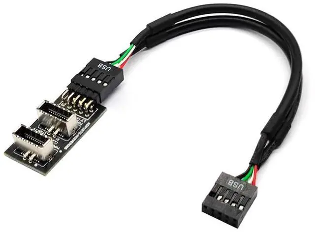 Alt view image 7 of 7 - JAENFONG Dual USB 3.1 Front Panel IDC Socket Key-A Type-E to USB 2.0 9Pin 10Pin Mainboard Header Male Cable Extension Adapter 20cm