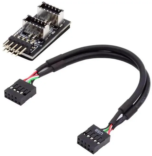 Alt view image 2 of 7 - JAENFONG Dual USB 3.1 Front Panel IDC Socket Key-A Type-E to USB 2.0 9Pin 10Pin Mainboard Header Male Cable Extension Adapter 20cm