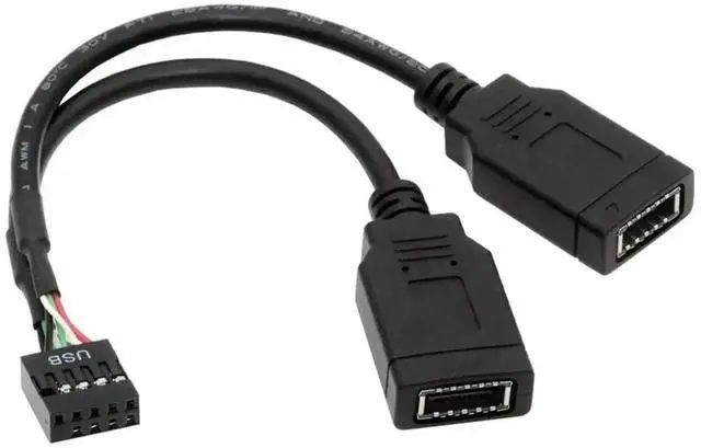 Main image of JAENFONG USB 2.0 9Pin 10Pin Mainboard Header Male to Dual USB 3.1 Front Panel Socket Key-A Type-E Extension Cable 0.15M