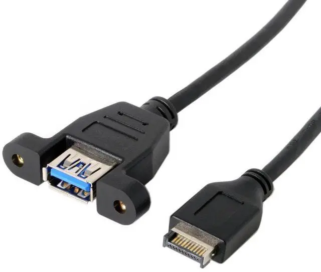 Alt view image 6 of 6 - JAENFONG USB 3.1 Front Panel Header to USB 3.0 Type-A Female Extension Cable 50cm Panel Mount Type