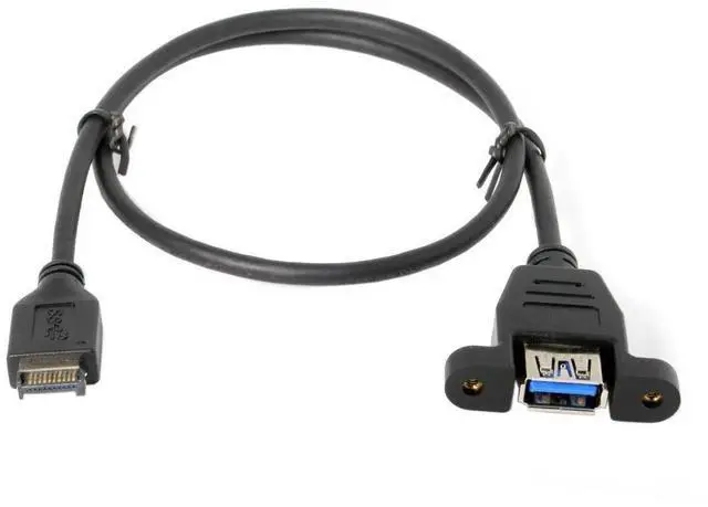 Alt view image 3 of 6 - JAENFONG USB 3.1 Front Panel Header to USB 3.0 Type-A Female Extension Cable 50cm Panel Mount Type