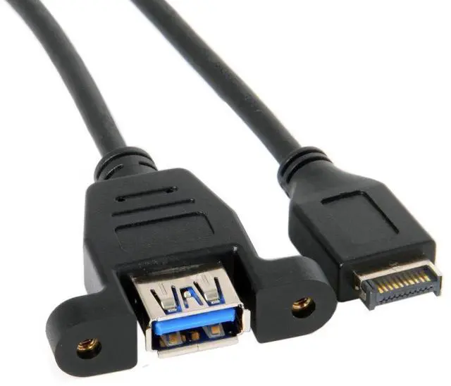 Alt view image 4 of 6 - JAENFONG USB 3.1 Front Panel Header to USB 3.0 Type-A Female Extension Cable 50cm Panel Mount Type