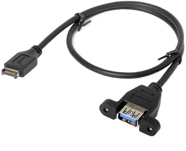 Main image of JAENFONG USB 3.1 Front Panel Header to USB 3.0 Type-A Female Extension Cable 50cm Panel Mount Type