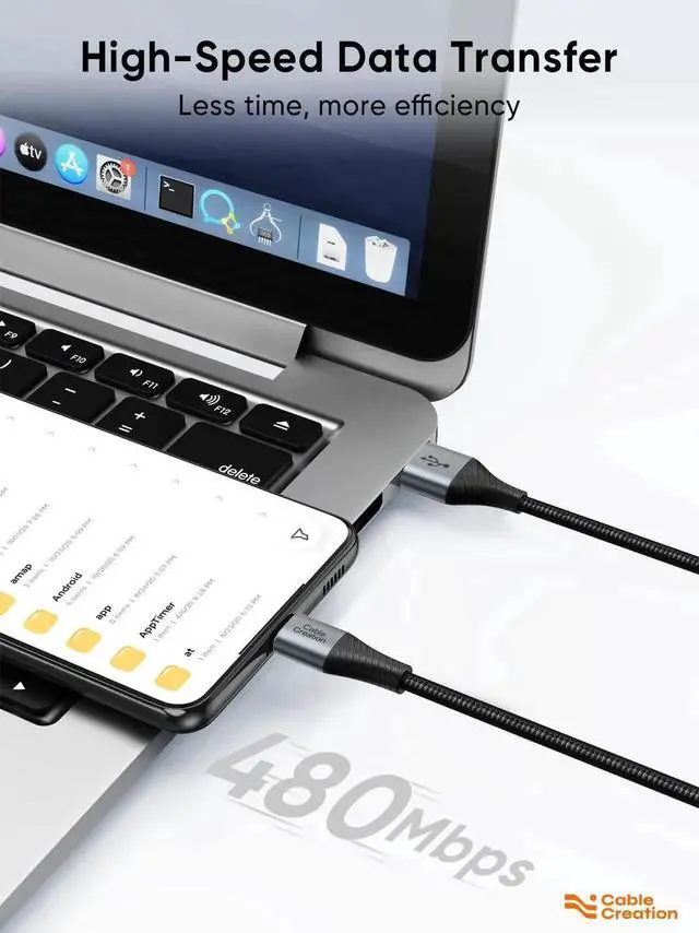 Alt view image 3 of 7 - JAENFONG Short USB to USB C Cable 0.8ft, USB C Charger Cable Braided for Car Carplay, Galaxy S23 S23+ S22+ S22 S21 S20 Note 20, MacBook, iPad mini 6, iPad Pro 2020, 0.2m