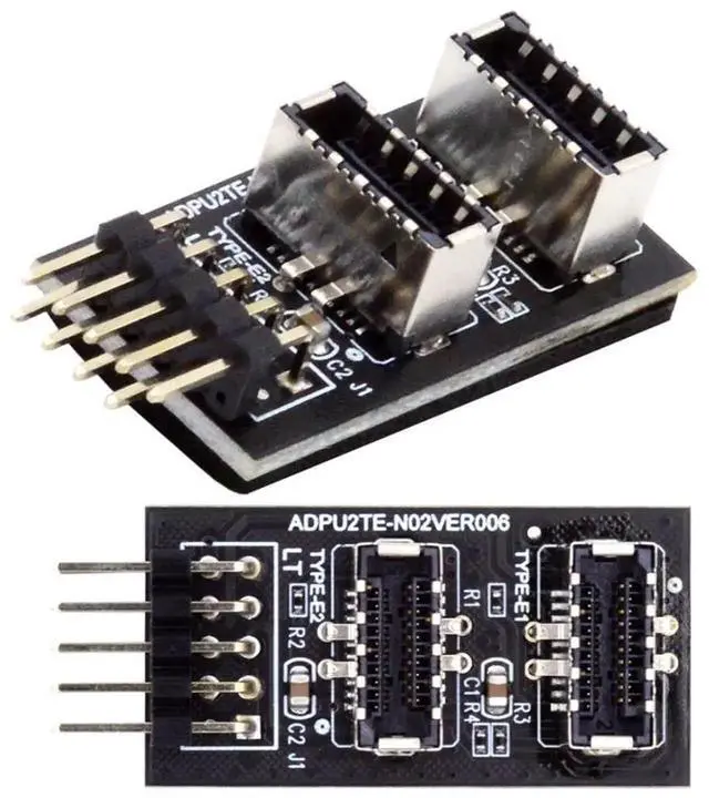 Alt view image 4 of 7 - JAENFONG USB 2.0 9Pin/10Pin 1 to 2 USB 2.0/USB 3.1 Type E Front Panel Socket Mainboard Header Extension Cable Adapter