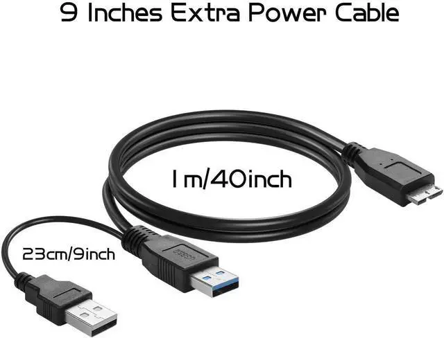 Alt view image 6 of 6 - JAENFONG  3FT USB 3.0 Dual Power Y Shape Hard Drive Cable USB 3.0 Type A Male to Micro B 5 Gbps Data Transfer Cord with Extra Power for SSD HDD, Black