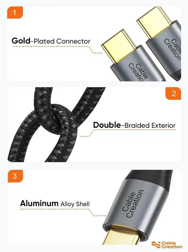 Alt view image 3 of 7 - JAENFONG Short USB C to USB C Cable 60W, USB C Charger Cable 0.8FT, Double-Braided Exterior Compatible with iPhone 15, Galaxy S23 Ultra S22 S21 S20 Note 20, MacBook, iPad mini 6, iPad Pro