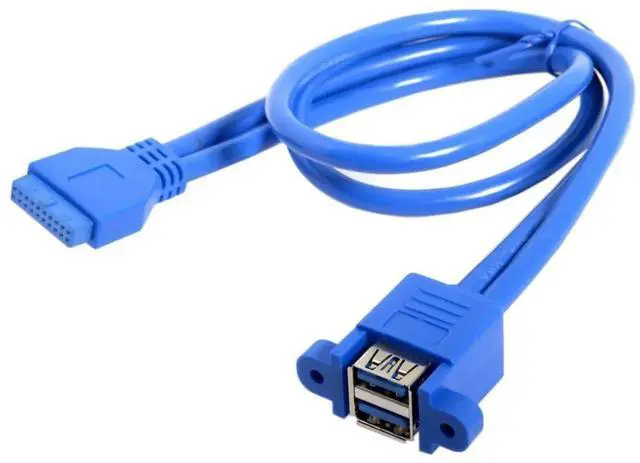 Alt view image 6 of 7 - JAENFONG USB 3.0 Front Panel Header 19/20Pin 1 Male to 2 USB 3.0 Female Panel Port Extension Cable 0.5M with Panel Mount Holes