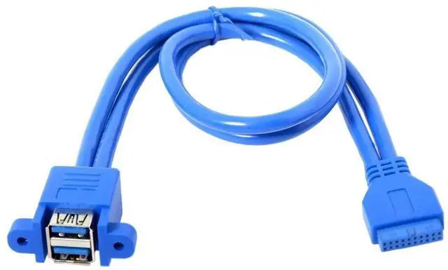 Main image of JAENFONG USB 3.0 Front Panel Header 19/20Pin 1 Male to 2 USB 3.0 Female Panel Port Extension Cable 0.5M with Panel Mount Holes