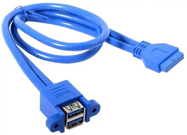 Alt view image 4 of 7 - JAENFONG USB 3.0 Front Panel Header 19/20Pin 1 Male to 2 USB 3.0 Female Panel Port Extension Cable 0.5M with Panel Mount Holes