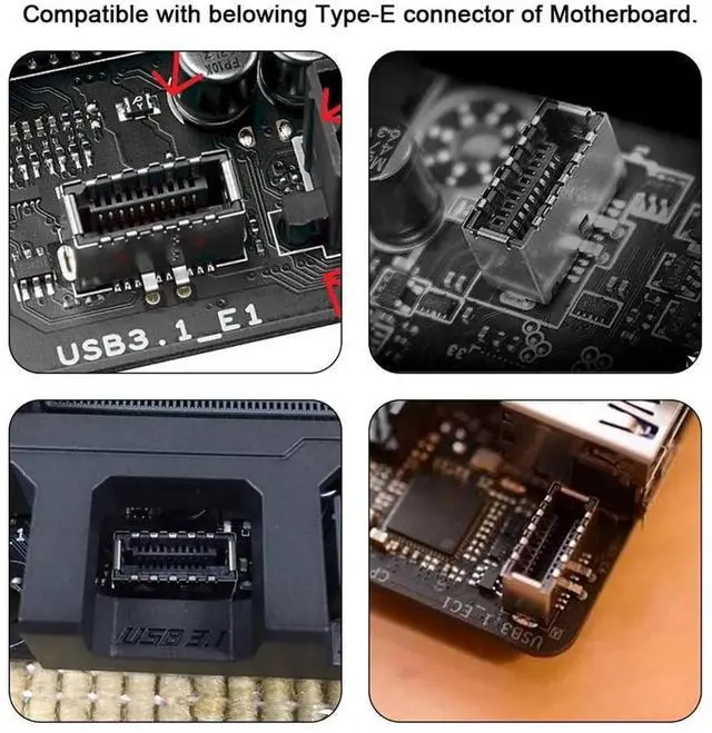 Alt view image 3 of 7 - JAENFONG 2pcs USB 3.1 Front Panel Header Male Type-E to Type-A & Type-C USB-C Motherboard Extension Data Adapter
