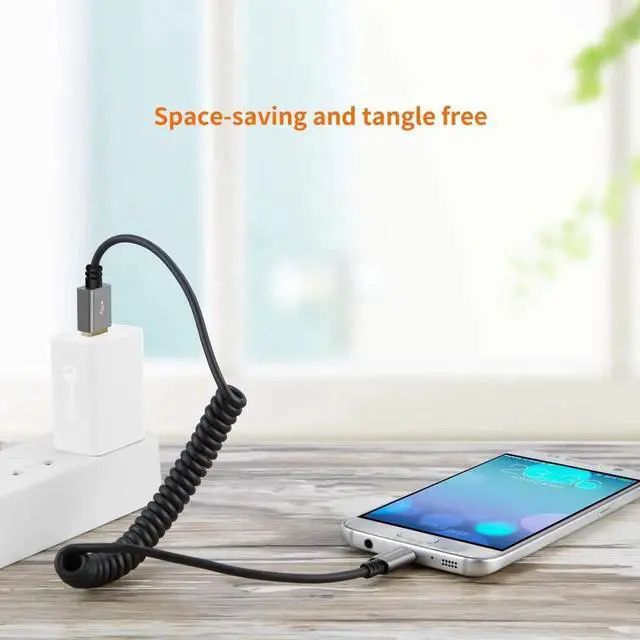 Alt view image 3 of 7 - JAENFONG Coiled USB to Micro USB Cable 0.56ft to 4ft, USB 2.0 A to Micro USB Charging Data Cord Works for Android Smartphone, Tablet, Wall, Raspberry Pi Zero and Car Charger, Space Gray